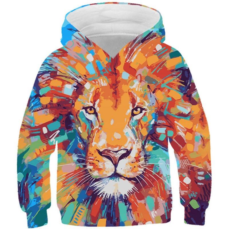 Autumn 3D Animal Pattern Printed Hoodies Fashionable Casual Sports Long Sleeved Children's Boy Hooded Sweatshirts