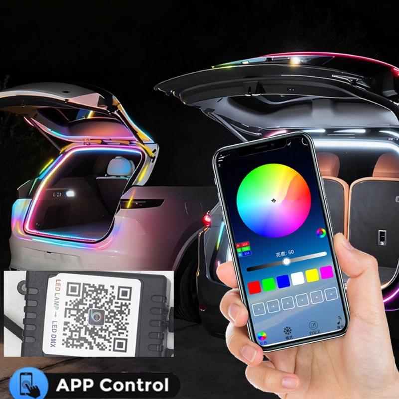 Auto On Light LED Atmosphere Light for Car Trunk Bluetooth-compatible APP Control Dynamic Color and Effect Easy Install