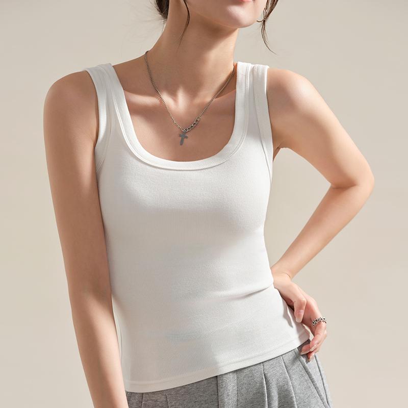 Women's Slim Fit Threaded Vest - Spring & Summer Solid Color Tank Top for Sports or Casual Wear