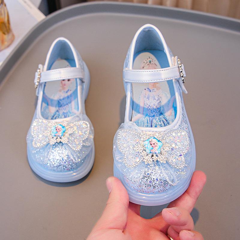 Girls Princess Shoes Spring and Autumn Soft Sole Women's Treasure Small Leather Shoes Sequins Foreign Style Girls Single Shoes Dance Performance Ch