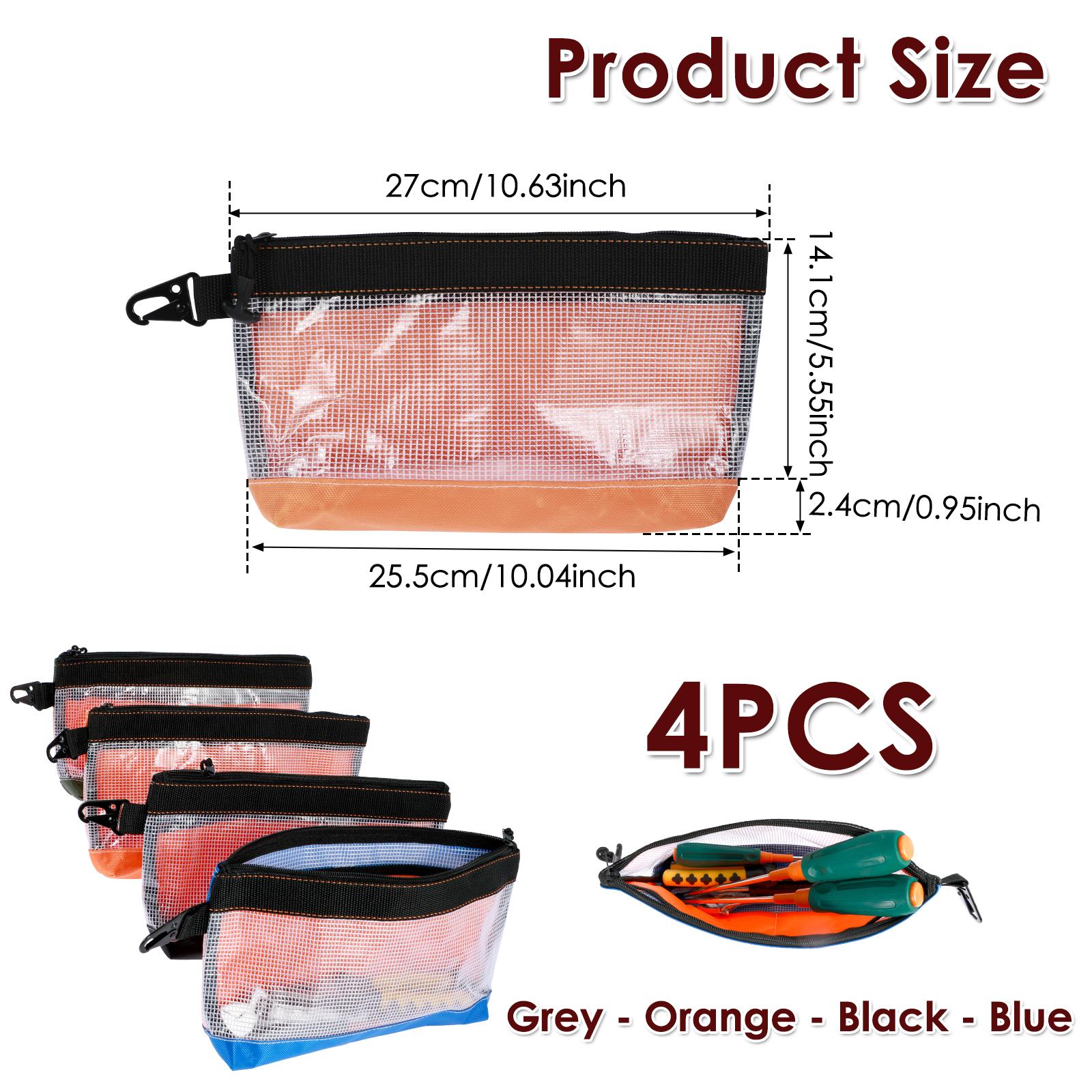 

4Pcs Clear Tool Pouch Bag With Zipper Waterproof Oxford Cloth Small Tool Bag Anti-Static Tool Storage Organizer Pouch