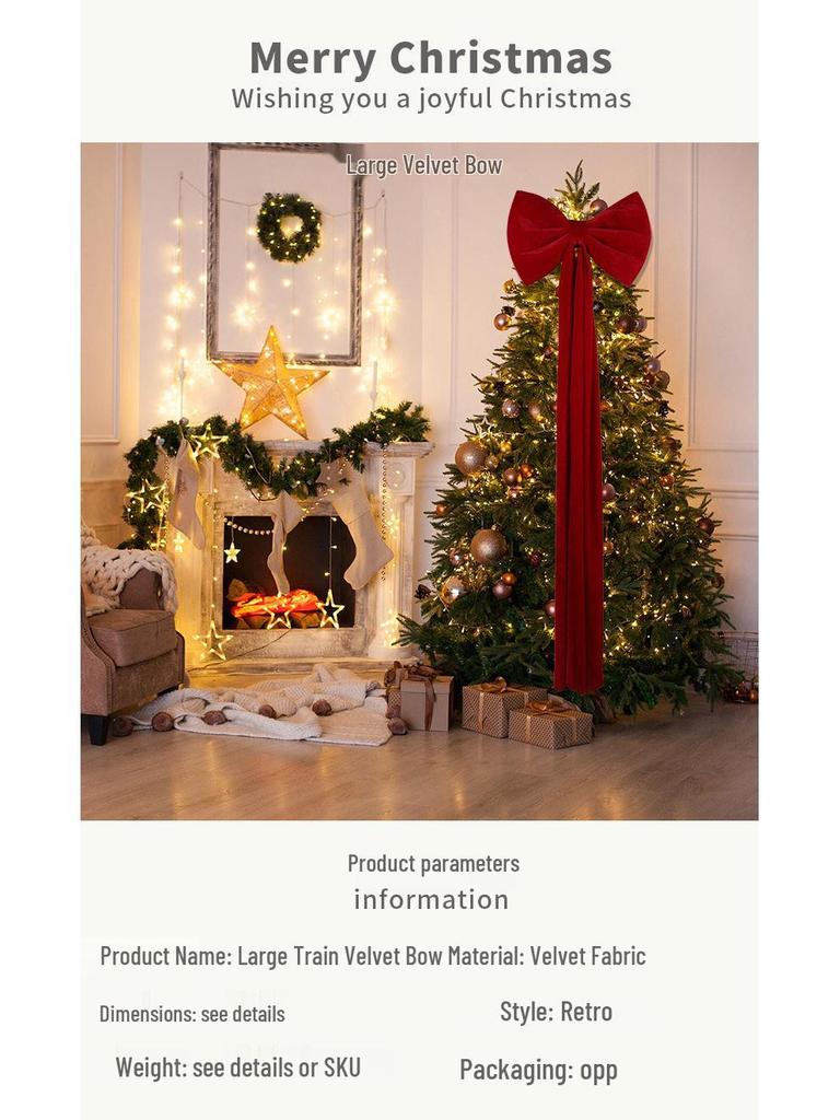 Large Red Velvet Bow Ornament for Christmas Decorations, Hotel Displays, Shopping Malls, and Spring Festivals