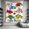 Mr. Men Little Miss Custom Name Wall Tapestry Aesthetic Wall Hanging Printed Fabric Blanket Decorative Tapestries for Bedroom Living Room Home Decor