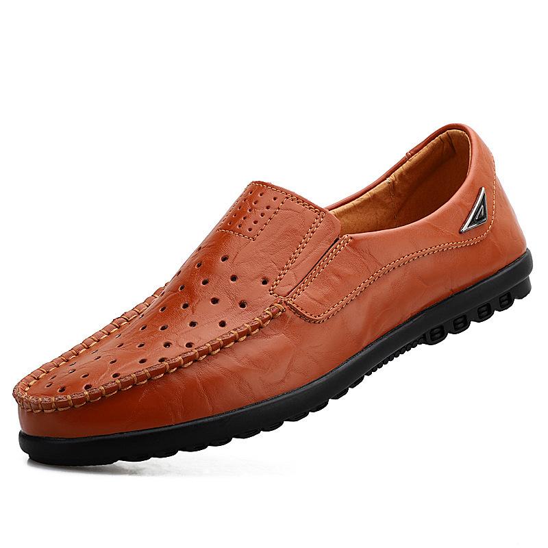 Spring and Autumn Men's Casual Leather Shoes Large Size Lazy Shoes British Cowhide Doudou Shoes Trend Men's Shoes Trend