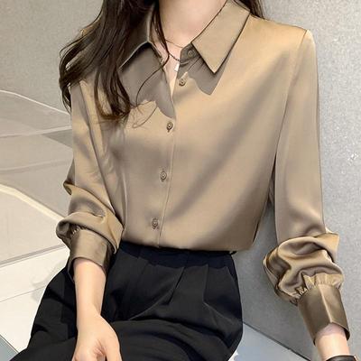 Modische Blusen Hemden Langarm Umlegekragen Büro Dame Chiffon Bluse Hemd Damen Oberteile J751