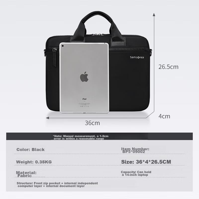 Samsonite Laptop Bag, Business Handbag for Men And Women, Shoulder Briefcase, 14-Inch Apple Notebook Bag, Large Capacity Document Bag