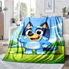 Tæppe med print af Bluey-tema - Perfekt til sofa, seng, rejser og udendørs brug | Maskinvaskbart, Hyggeligt & Holdbart.