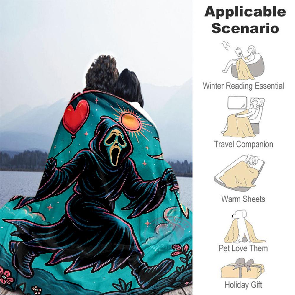 1pc Scream Outdoor Blanket Lightweight Flannel, Soft & Warm, All Season Use for Sofa, Outdoor, Camping, Living Room, Office, Chair