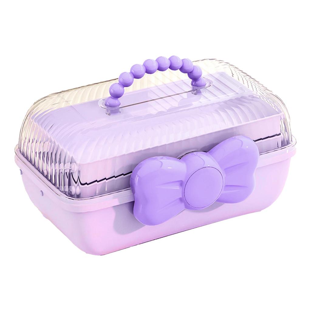 3 Tiers Desktop Storage Box Clear Cover Large Capacity Multi Grids Desk Organization Container for