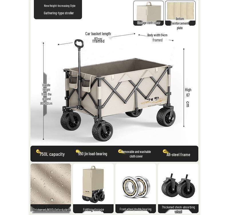 Tragbarer Falt-Campingwagen für Outdoor-Picknick- und Camping-Abenteuer