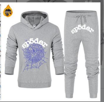 European and American Trendy Hip-hop Singer Letter Sp5der Printed Couple Sweater Men's and Women's Hoodies Sweatshirt Set