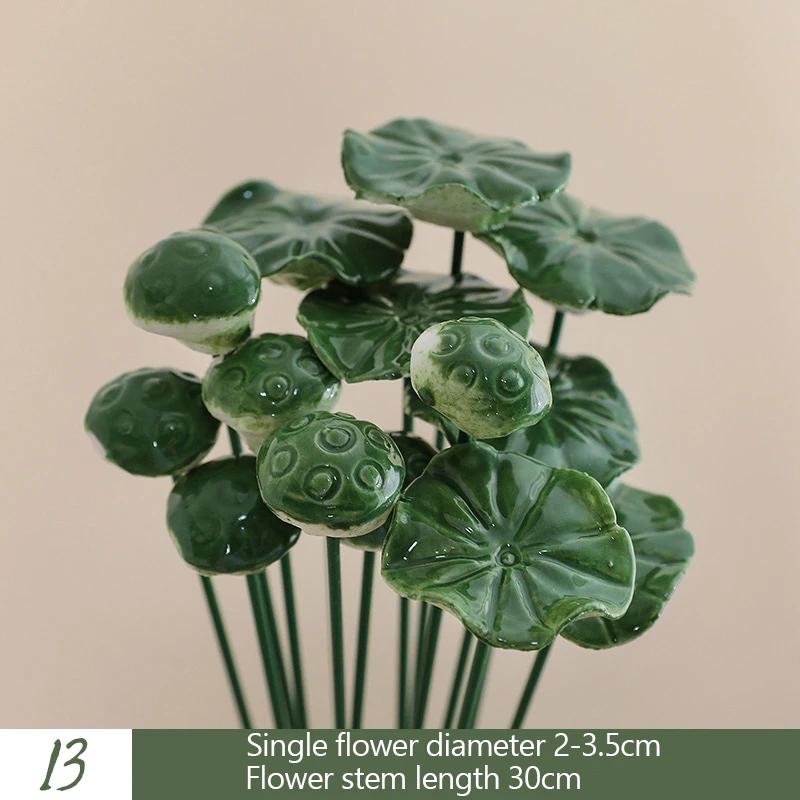 

5PCS Handmade Ceramic Flowers Realistic Floral for Wedding Party Festivity Home Decor Creative Garden Stake Prop Random Color