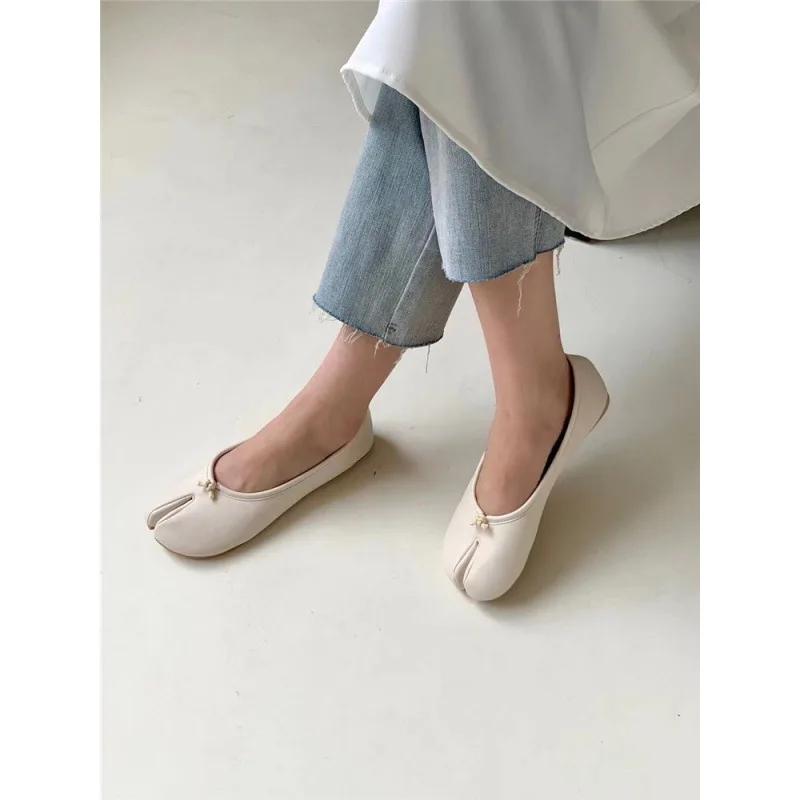 Women Split Toe Flats Loafers Ladies Soft Sole Ballerina Ninja  Cozy Female Casual Mujer Slip On Shoes