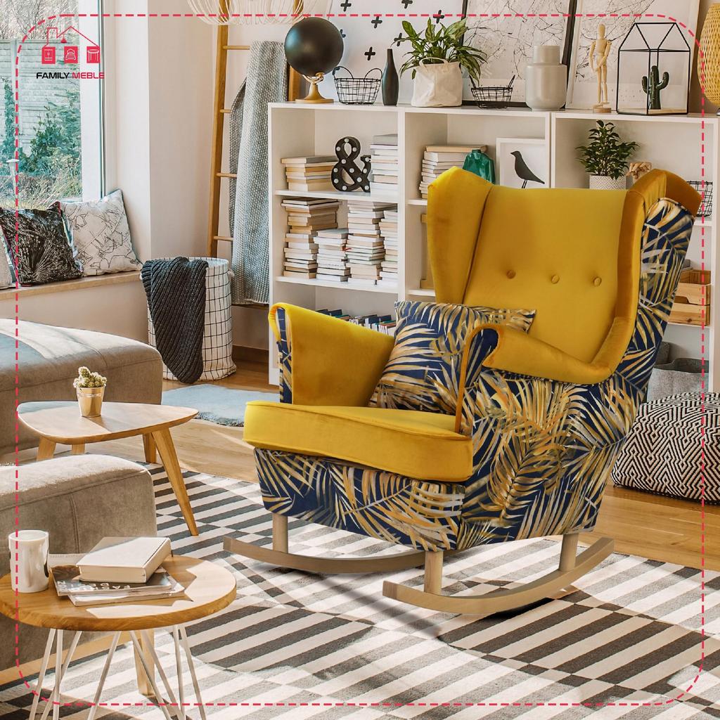 Fotel uszak Ari Print Duo bujany skandynawski Family Meble biały kwiat