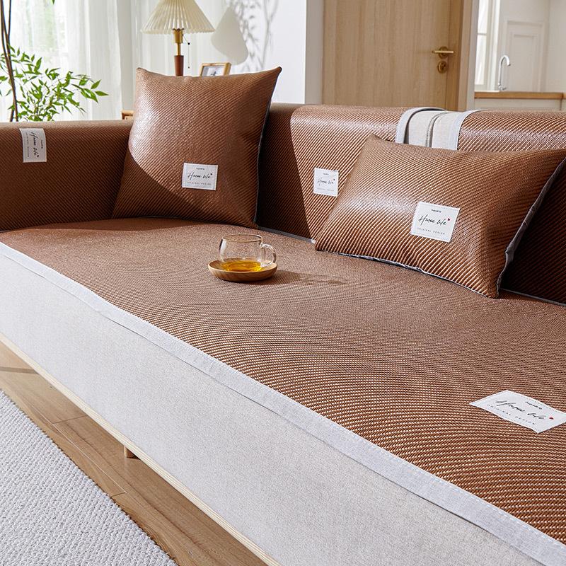 

Summer Non-Slip Sofa Cushion Ice Silk Rattan Mat Sofa Seat Cover Cool Breathable Sofa Protector 60*60cm