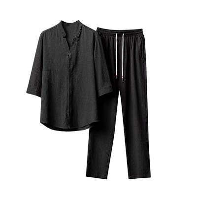 BREAORTION Sommer Kurzarm Sportbekleidung Sommer und Lang Kühl zum Lockeren Übergröße Herren Set, Sweatshirt, T-Shirt, Hose, Leichtgewicht, Haptik,