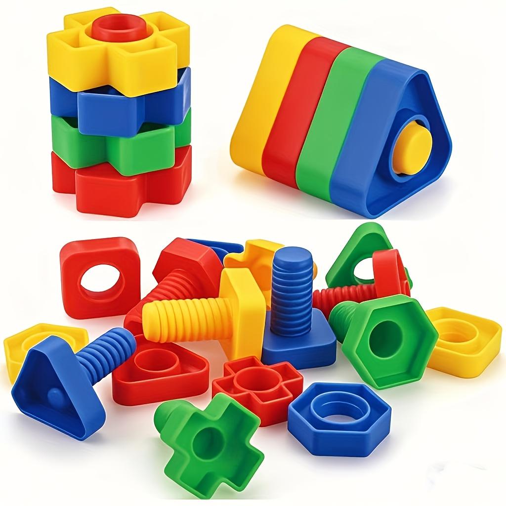 8 Pairs Nuts and Bolts Set, Fine Motor Training Puzzle Toy,Shape and Color Matching Toy,Building Game,Block Combination,Screw and Nut Combination Toy