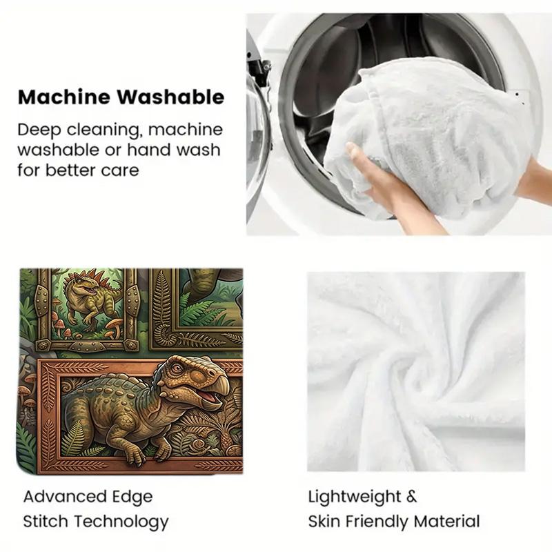 Dinosaur Collection 2D Flat Pattern Flannel Blanket, High Quality All Seasons, Home Decor, Warmth and Comfort, Perfect for Christmas Gifts.