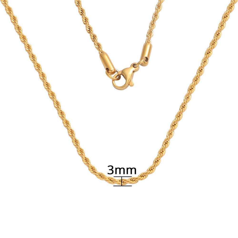 Vintage Twist Rope Link Chain Necklaces 3/5mm Gold Silver Color Stainless Steel Chain For Men Women Hip Hop Fashion Jewelry Gift