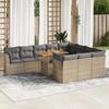 VidaXL Garden Furniture 11 Pcs with Beige Cushions Wicker Resin, Outdoor Sofa Set, Garden Lounge, Set 3326978