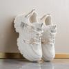 2024 Spring Lace-Up Thick Bottom Vulcanize Shoes White Platform Women's Sneakers Woman Pu Leather Wesh Breathable Sports Shoes