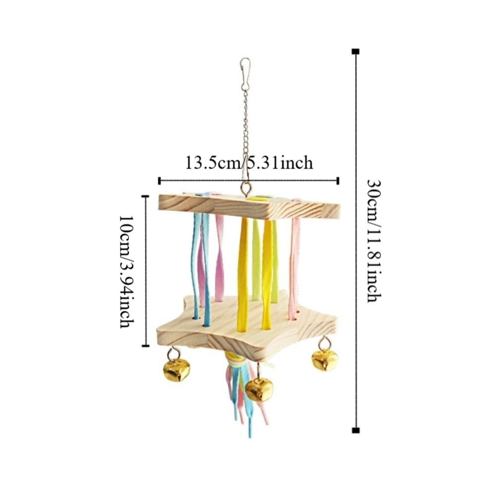 Colourful Bird Hanging Swing Wooden Bird Toy Hammock Parrot Cage Hut  Small Pet Entertainment