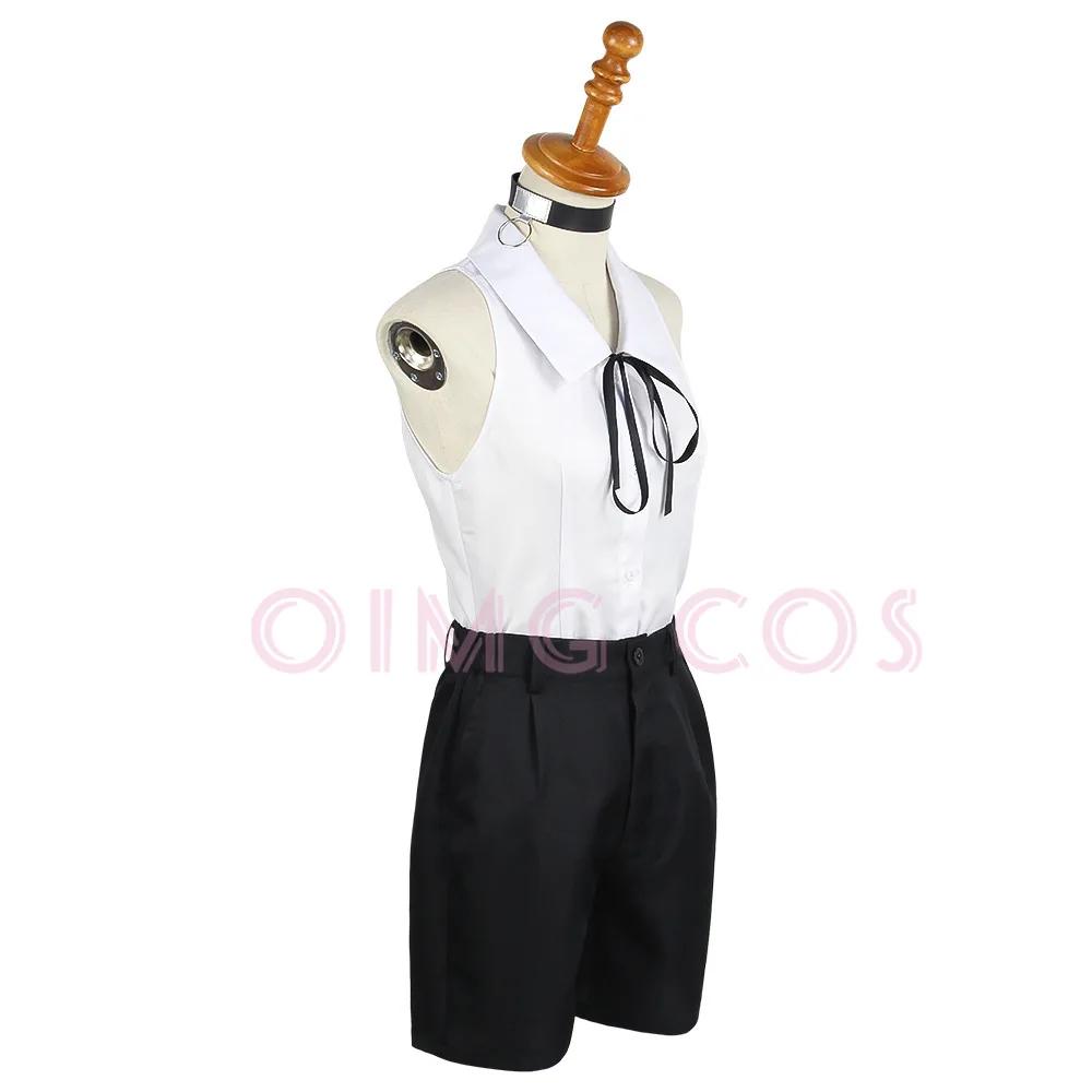 Reze Cosplay Kostüm Chainsaw Man Outfits Blauer Anzug Hemd Krawatte Kurz Halsring Frauen Anime Uniform Halloween