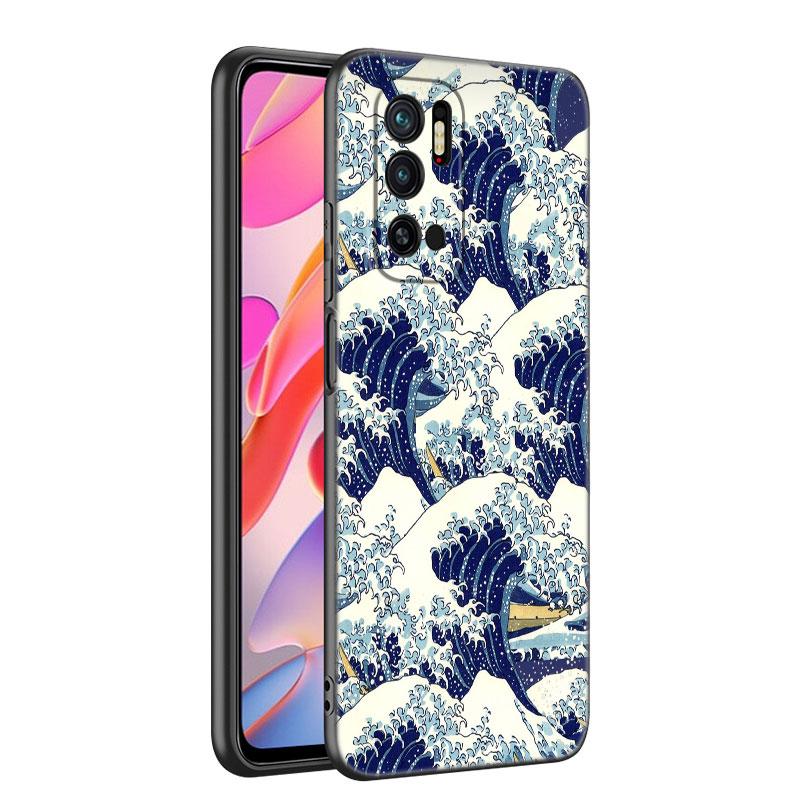 Japanische Welle Anime Drache Handyhülle Für Xiaomi Mi A2 8 9 SE Note 10 10T 11 12 Lite 9T 11T 12S 12T Pro A3 6X 12X TPU Schwarze Hülle
