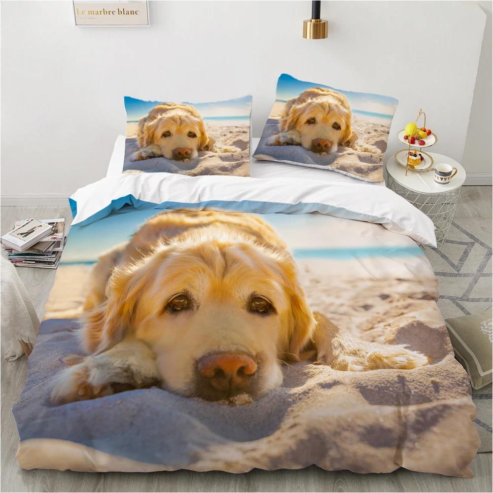 Dog Duvet Cover Set Double Queen King Size Bedding Set Black and White Border Shepherd Soft Comfortable 23pcs Twin Quilt Cover