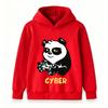 Kids Unisex Casual Hoodie, Cute Gaming Panda Cyber Print Soft Pullover Sweatshirt for Boys Girls Daily Wear