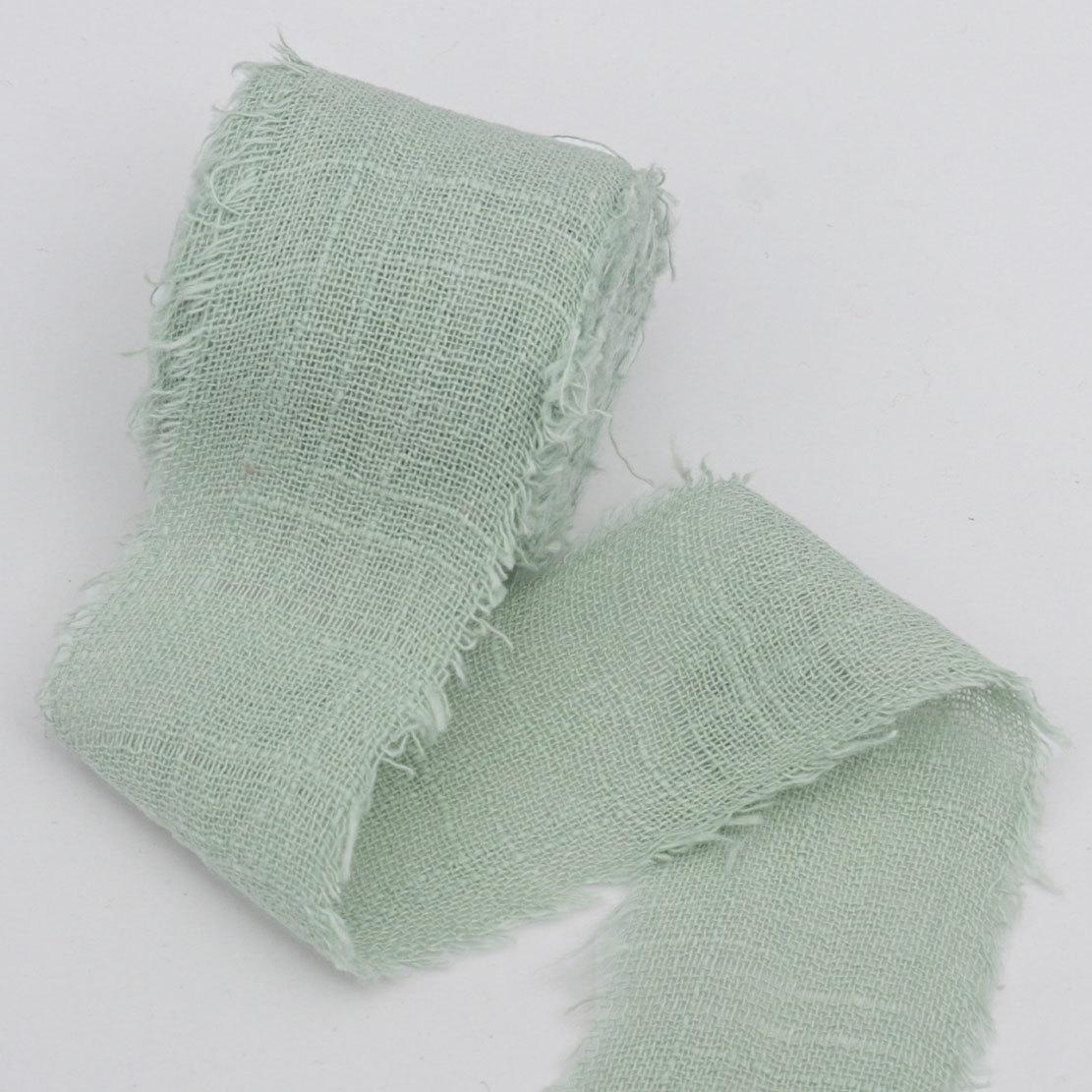 

4CM*5yard Cotton And Linen Ribbon Silk-Like Ribbons Wedding Invitation Bouquet Fabric Ribbons Christmas Decoration Gift Wrapping зелений