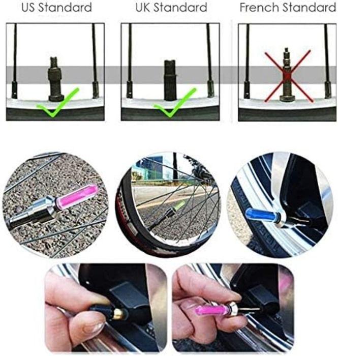 Lot de 8 bouchons de valve LED lumineux pour roue de vélo