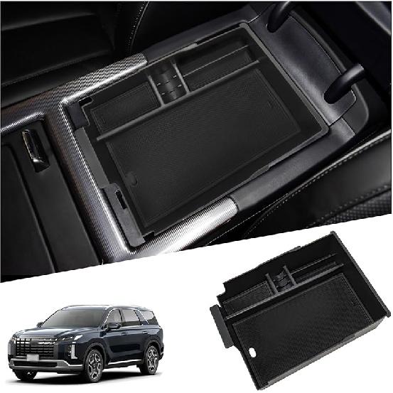 Carwiner 2PC Center Console Organizer Tray For -2025 Hyundai Palisade Accessories With Armrest Storage Tray For Palisade Accessories Interior Storage