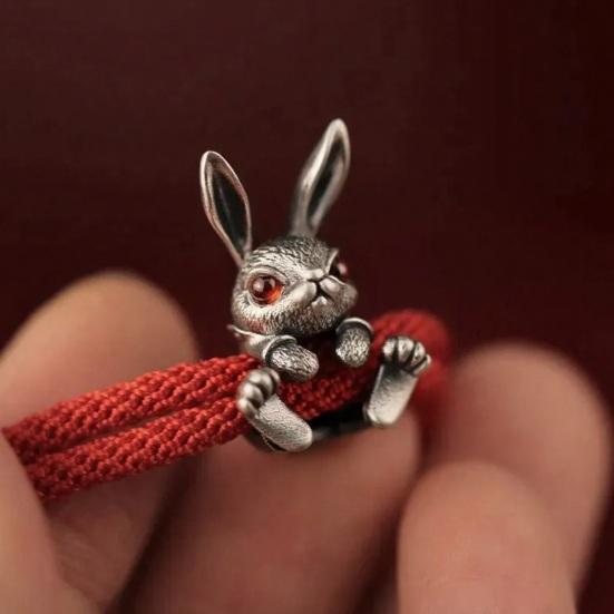 Adjustable Rope Chain Bracelet Bunny Decor Easter Bracelet Easy to Wear Bracelet Animal Lucky Jewelry Accessory