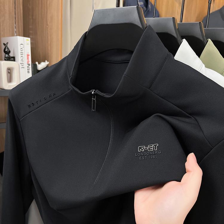 

Men s Solid Color Half-High Collar Zipper Hoodie, Long Sleeve, Trendy Warm Base Layer for Spring and Autumn. 56 чорний