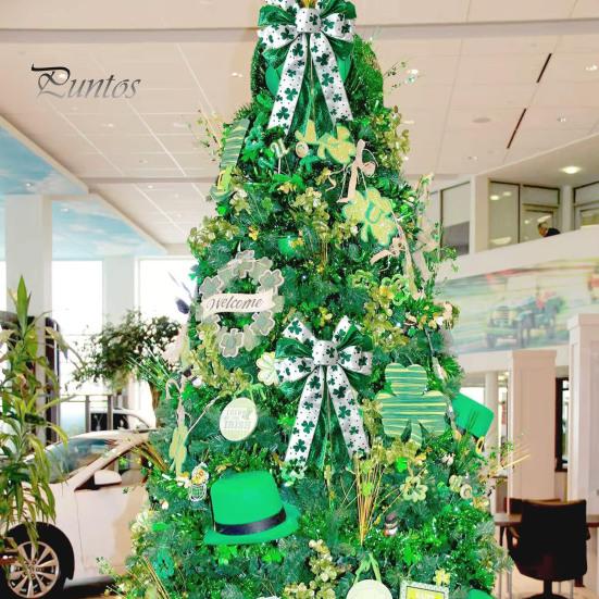 Svatý. Svatého Patrika Mašle Velká Bílá Zelená Třpytivá Mašle se Shamrockem Irská Sváteční Dekorace Stuhová Mašle Uzel na Věnec Vrchol Stromku Vchodové Dveře