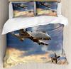 Airplane Duvet Cover Set,Peacekeepers Mission Jet Up International Flight Aviation Theme Image,Decorative 3 Piece Bedding Set