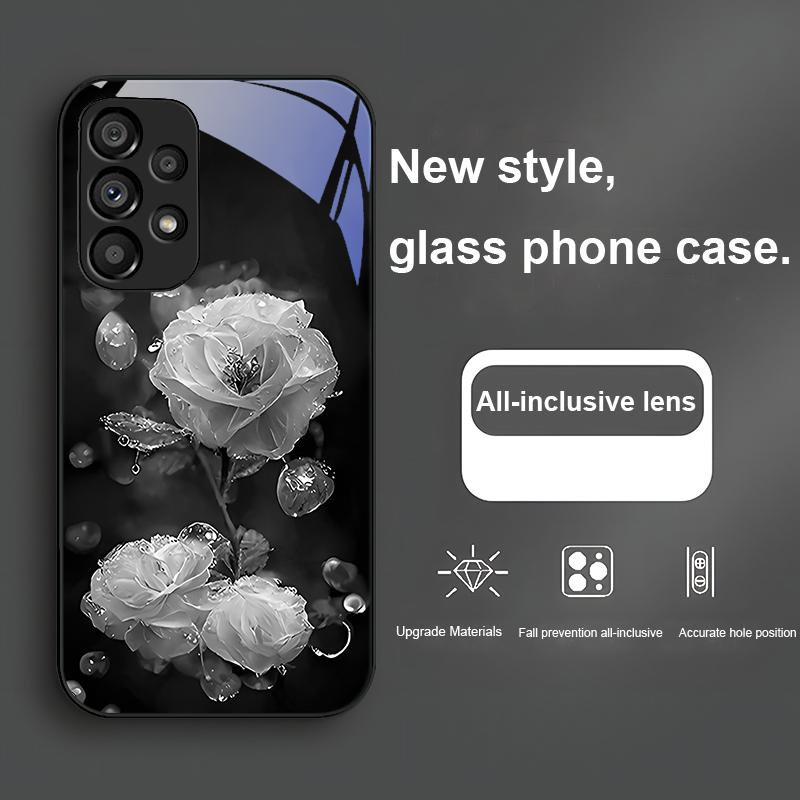 Moisturizing Pink Flower For Samsung Galaxy S23 24 Plus S20 21 FE S25 Ultra A70 72 73 51 52 53 Tempered Glass Phone Case