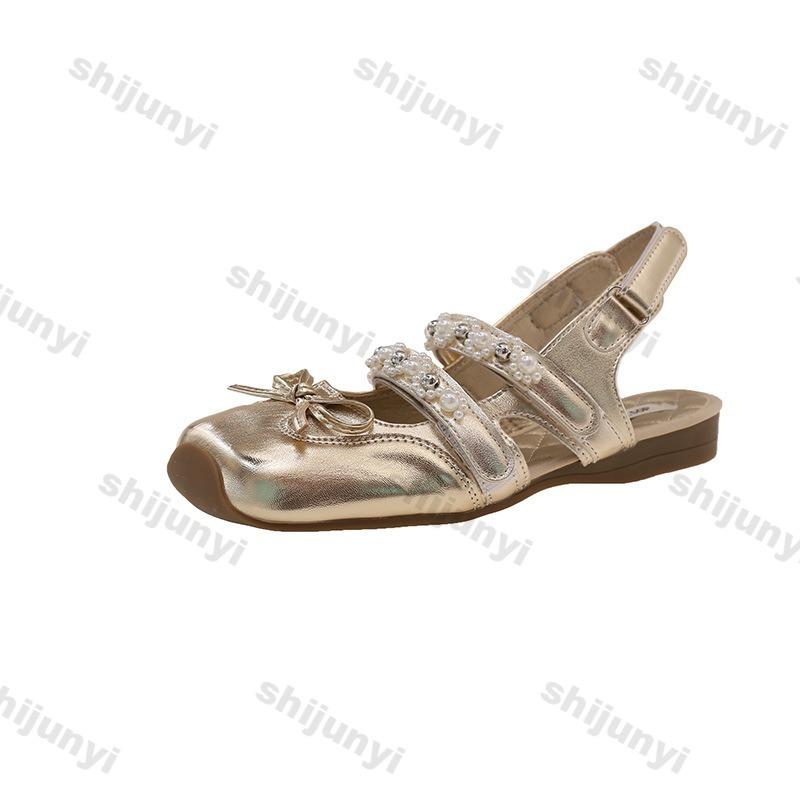 Fashion Summer Women's Square Head Shallow Mary Jane Shoes Non Slip Breathable Water Diamond Sandals Fashion Comfortable Casual Shoes