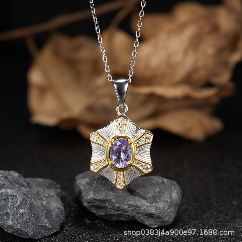 Premium S925 Sterling Silver Natural Gemstone Colored Treasure Stud Earrings Color Separation Does Not Fade Jewelry