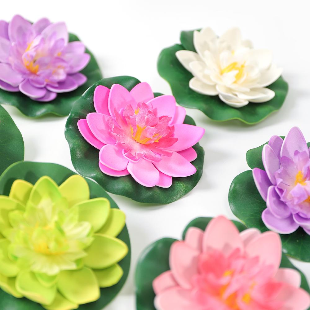 1/5/12Pcs Lotus Artificial Flowers Head Foam Fake Flower for Home Decor Garden Wedding Decoration Outdoor Swimming Pool Ornament