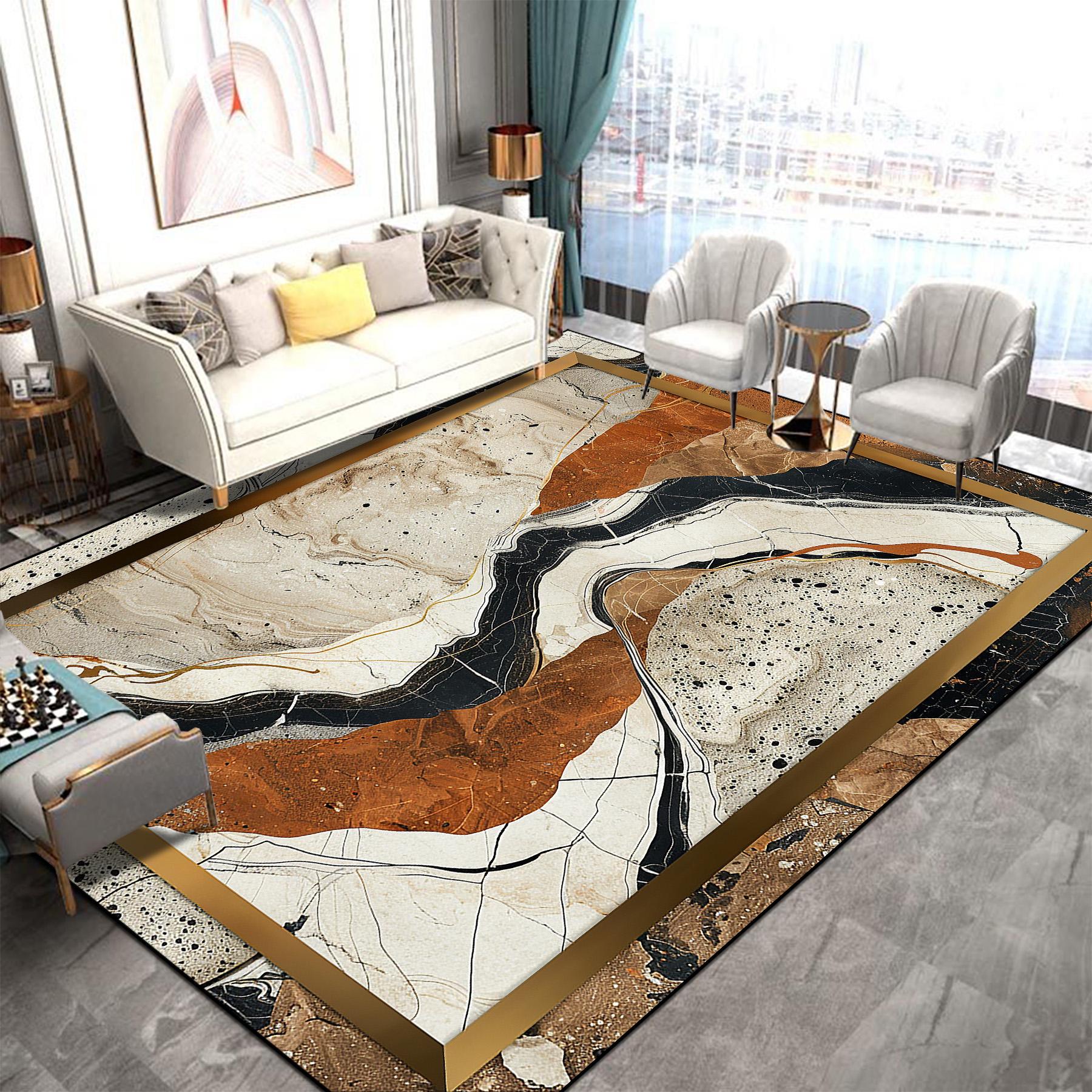 

Luxury Marble Carpet for Living Room Bedroom Large Area Rugs Anti Slip Sofa Mat Washable Doormat Decor 60*90cm
