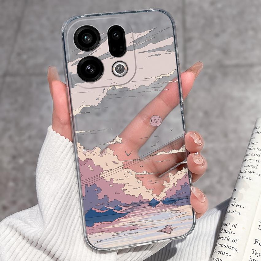 Suitable For Oppo Find X9 X7 X5 Pro X3 X2 Reno11 12 Pro Phone Cover Cute Panda Rabbit Pattern Transparent TPU Dustproof Protective Case For Oppo Shell
