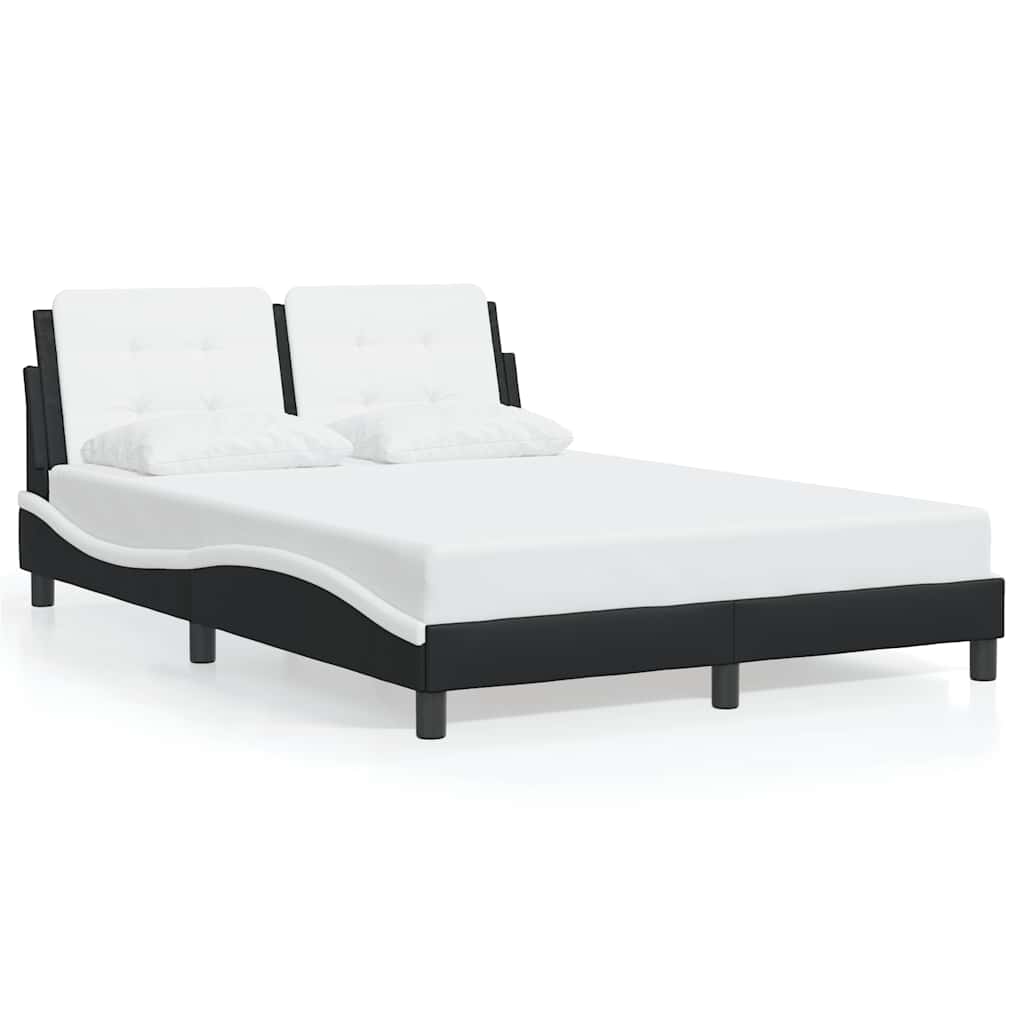Bed Frame without Mattress  Zadar  Black and White 120 x 200 cm Faux Leather