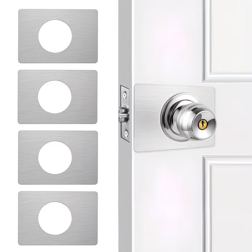 2PCS Door Lock Repair Plate Stainless Steel Circular Lock Fixing Plate Hinge Door Handle Installation Reinforcer Accessories
