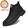 Fashion Genuine Leather Mens Low Top Sneakers 2024 Hot Sale Lace-Up Male Ankle Boots Men Winter Plush Snow Boots Comfortable Men's Shoes