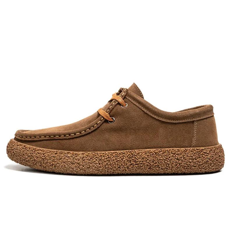 Retro Casual Men Shoes Luxury Suede Leather Loafers Men Sneakers Comfor Soft Sole Driving Shoes Men Walking Shoes