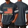 Men's Casual V Neck Short Sleeve Sports T Shirt with Flag and Independence Day Print Suitable for Daily Wear and Outdoor Activities