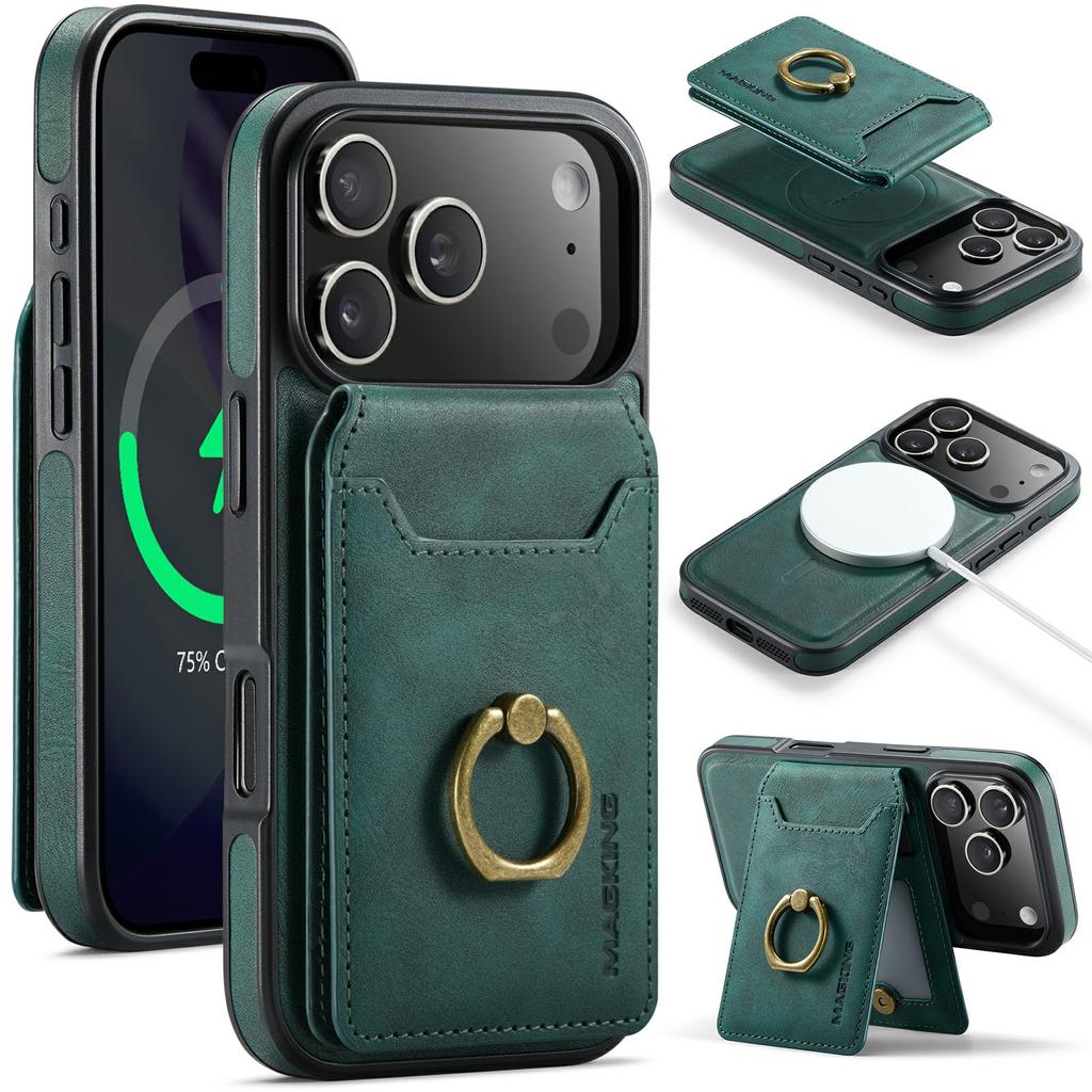 MAGKING K1 Series For iPhone 17 Pro Max Magnetic Case PC+TPU+PU Phone Cover with Card Holder