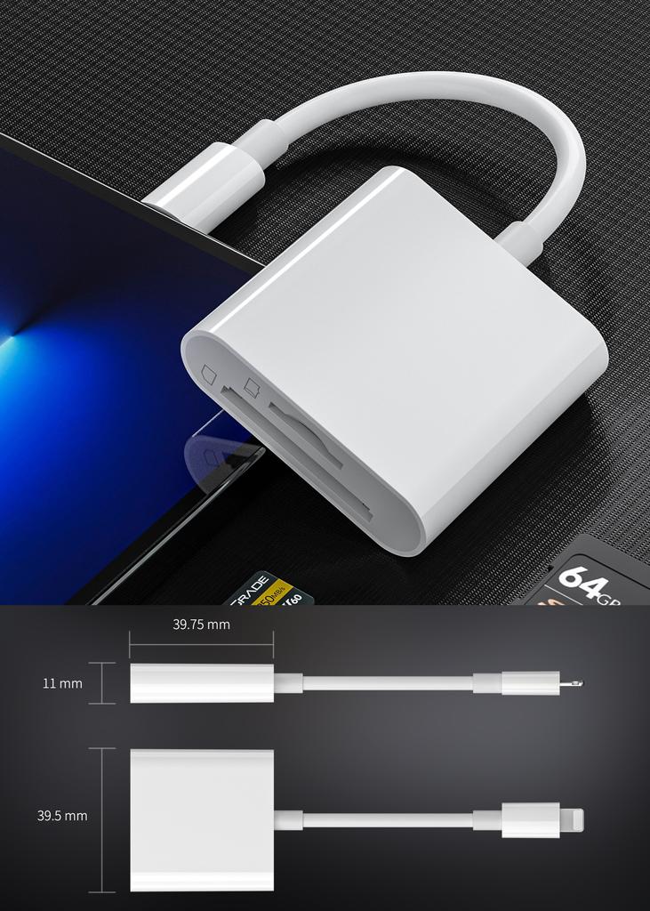 2-in-1 Type-C OTG Adapter Aluminum Alloy TF/SD Card Reader for Mobile Phones & Tablets USB Flash Drive